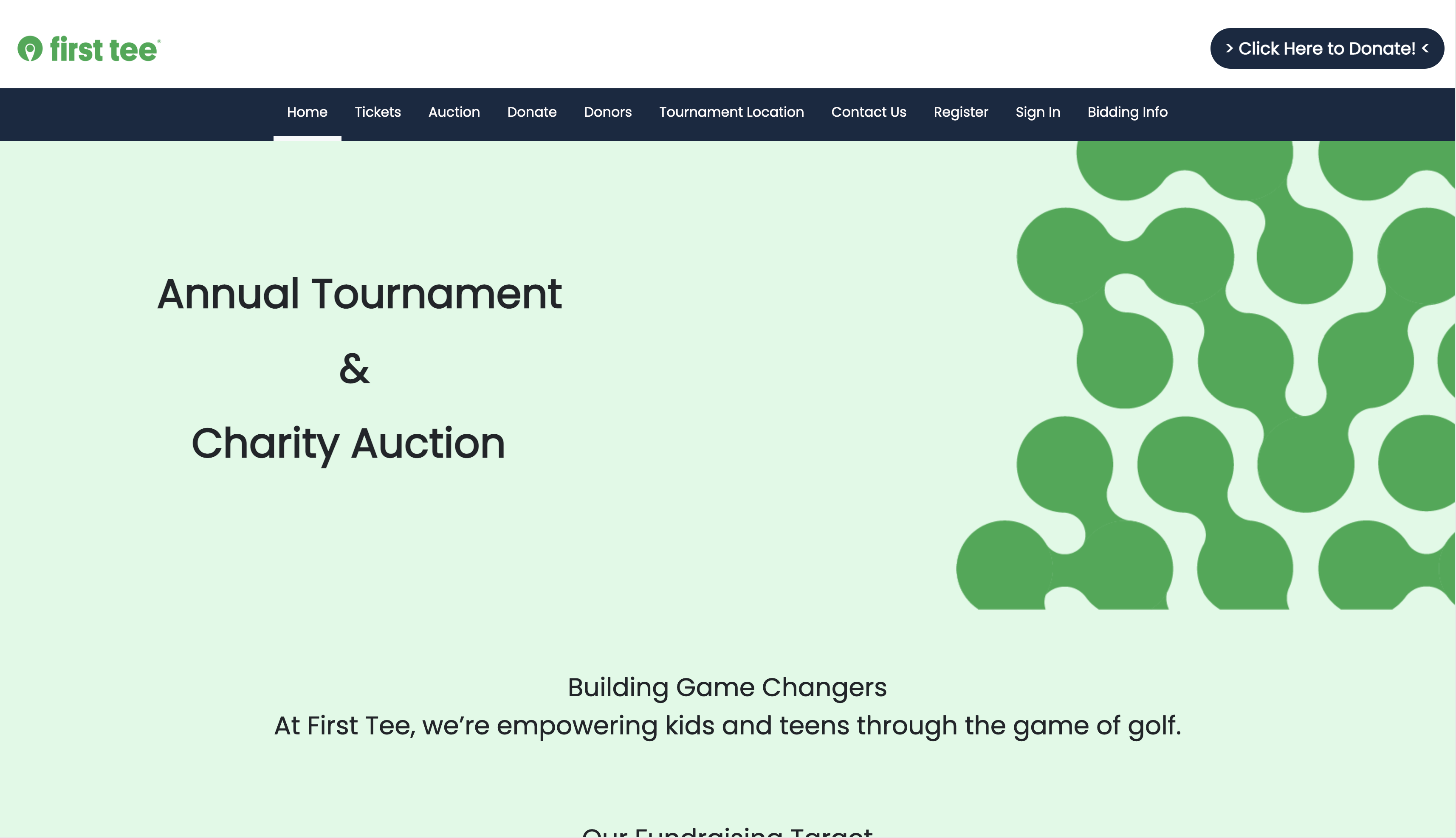 Auctria Event Website template with First Tee Green theme - first image