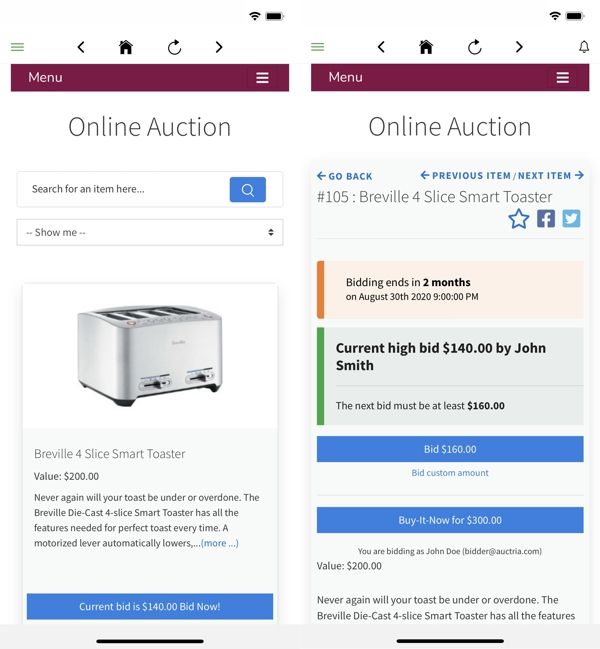 Screenshot source: Auctria.com - Mobile App