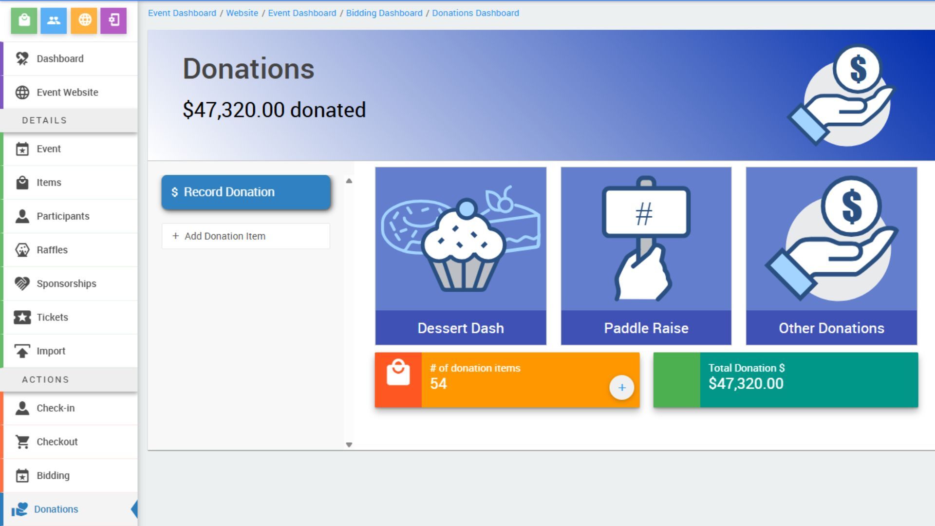Auctria dashboard view as admin - second image